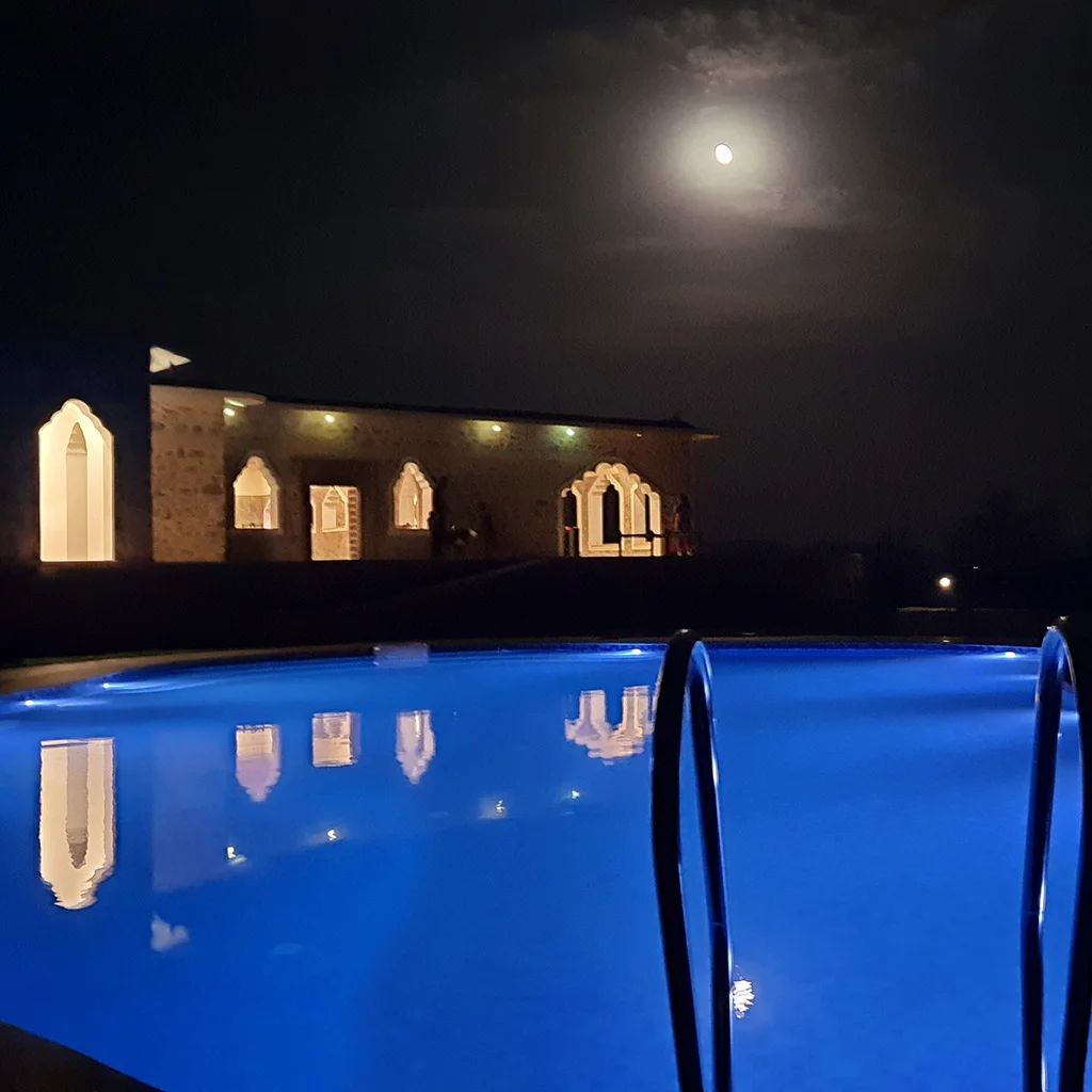 Sariska Kasba - A Village Resort - Night Light and Pool